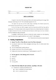 English Worksheet: ENGLISH TEST - NEWSPAPERS