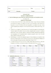 English Worksheet: TEST - American Newspapers