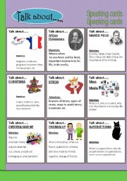 English Worksheet: Speaking cards - TALK ABOUT.....