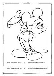 English Worksheet: COLOUR MICKEY