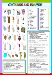 English Worksheet: containers and wrappers  