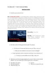 English Worksheet: Paranormal Activity - Movie Discussion