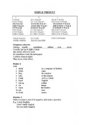 English worksheet: present simple and food