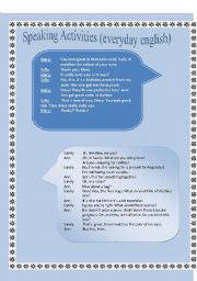 English worksheet: speaking activities