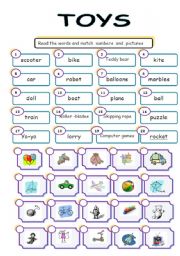 English Worksheet: Toys  matching