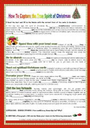 HOW TO CAPTURE THE TRUE SPIRIT OF CHRISTMAS - ESL worksheet by teresapr