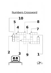 English worksheet: Crossword for One to Ten