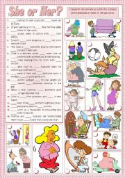 English Worksheet: SHE or HER?