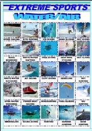 English Worksheet: EXTREME SPORTS/WATER-AIR/PICTIONARY