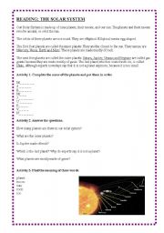 English Worksheet: Reading: The Solar System