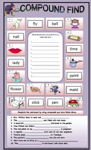 English Worksheet: Compound - editable