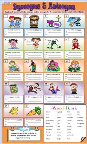 English Worksheet: Synonyms and Antonyms Worksheet