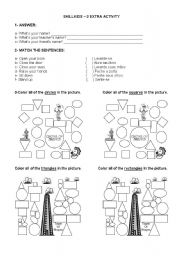 English Worksheet: Imperative and shapes