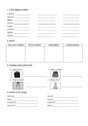 English worksheet: Clothes