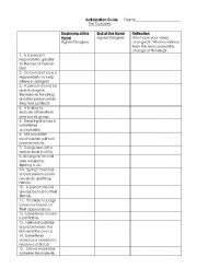 English Worksheet: the outsiders anticipation guide