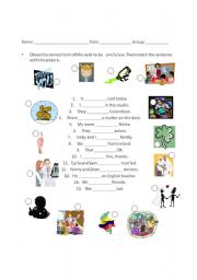 English Worksheet: Verb to be