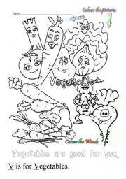 English Worksheet: V is for vegetable