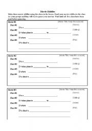 English worksheet: Describing Movies (Movies Riddles) 