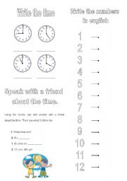 English worksheet: Time activities