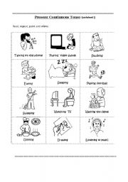 English Worksheet: present continuous Pictionary