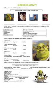 English Worksheet: Shrek 1 Very simple activity , great for beginners