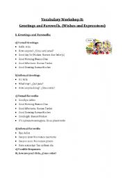 English worksheet: Vocabulay GREETINGS