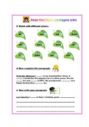 English Worksheet: Simple Past (Verb to be and some irregulars)