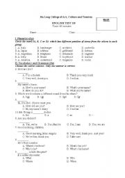 English worksheet: English test