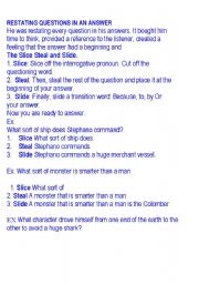 English worksheet: Restaing Questions Notes