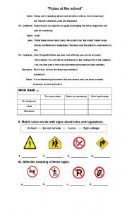 English Worksheet: rules and regulations (school)