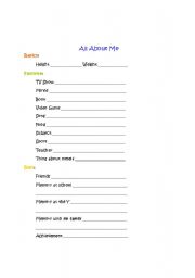 English Worksheet: All About Me Time Capsule Worksheet