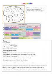 Timetable, school subjects and colours 