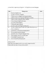 English worksheet: the ways to improve your English-check list