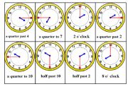 Telling Time Bingo Game. Card nr. 5/6
