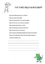 English Worksheet: The three billy goats gruff