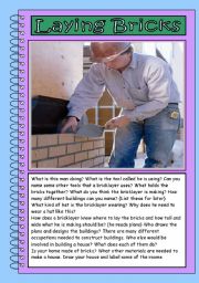 English Worksheet: Picture Talk Bricklayer
