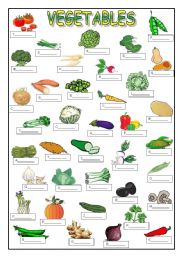 English Worksheet: VEGETABLES (KEY IS INCLUDED)