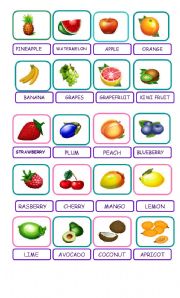 English Worksheet: Fruit Pictionary