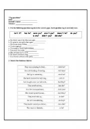 English worksheet: Tag Questions