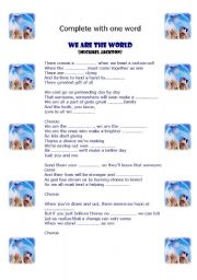 English Worksheet: we are the world