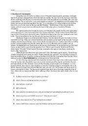 English Worksheet: reading on christianity
