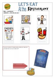 English Worksheet: lets eat at the restaurant