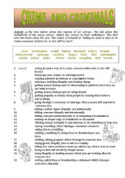 English Worksheet: crime and criminals