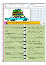 English Worksheet: Bettys last weekend- Past Simple