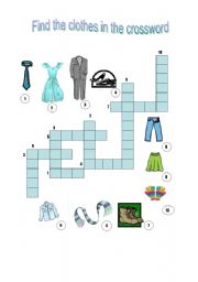 English Worksheet: COMPLETE THE CROSSWORD WITH THIS CLOTHES