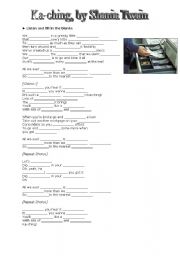 English Worksheet: Ka-ching, by Shania Twain