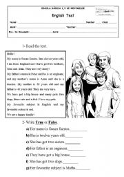 English Worksheet: ENGLISH TEST PART 1