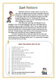 English Worksheet: Bank Robbers (Reading)