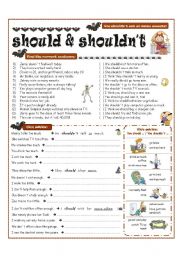 English Worksheet: MODAL VERBS - should, shouldnt