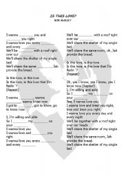 English Worksheet: Is this love ? - Bob Marley